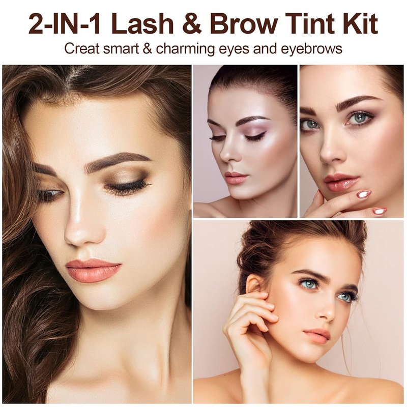 Eyelash & Eyebrow Kit - 2-In-1 Professional Lash & Brow Color Set | Easy DIY Hair Color for Salon & Home - 7ml Coffee/Dark Brown