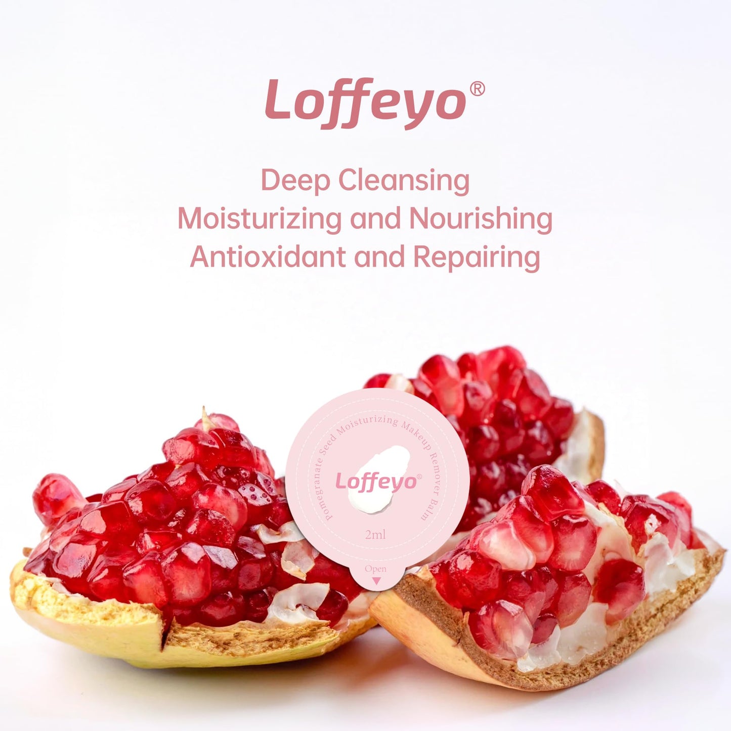 Loffeyo 30-Count Travel Cleansing Balm Pods, Individually Wrapped Single-Use, Makeup Remover Balm with Pomegranate Extract, Solid Formula, TSA-Friendly, Gentle for Sensitive Skin