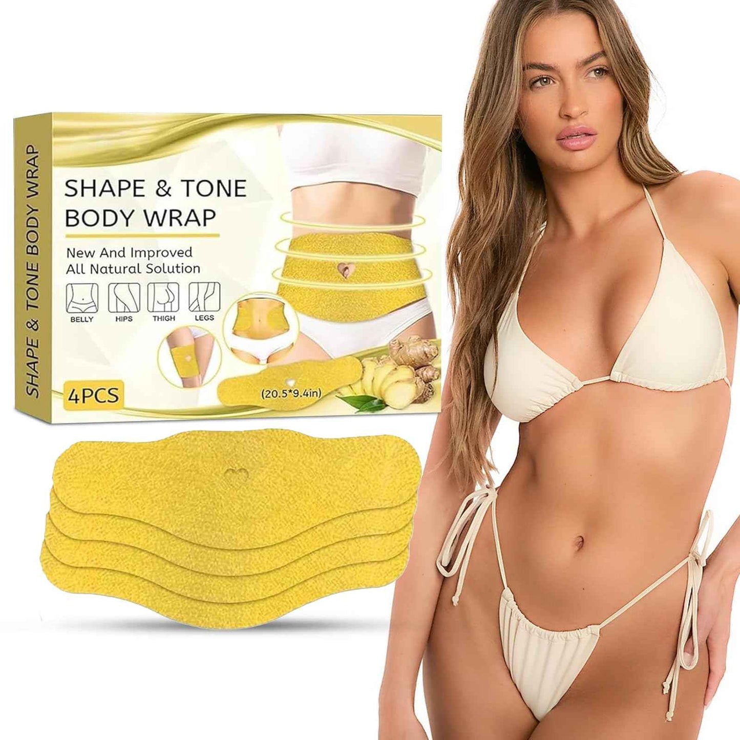 Shape & Tone Ginger Body Wrap - Mess Free - 4 Strips for Targeted Results