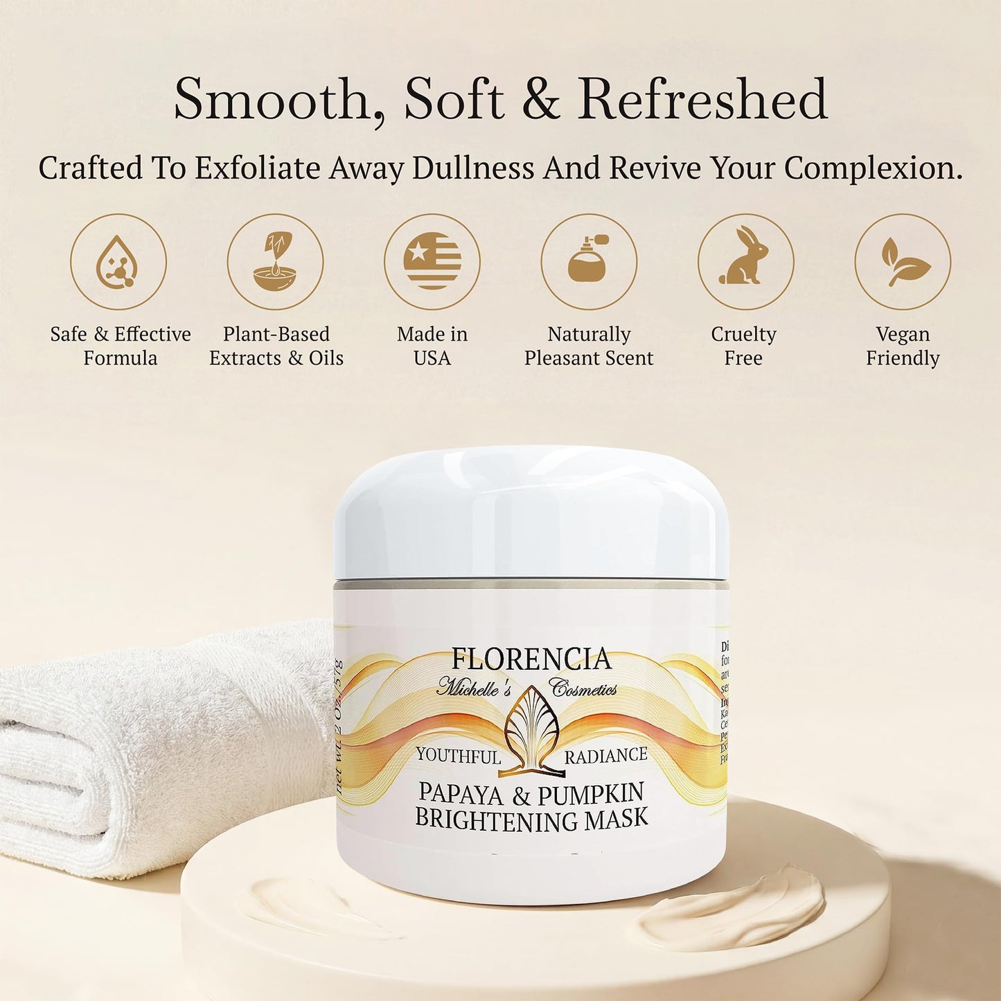 Florencia Papaya & Pumpkin Brightening Mask – Exfoliating Face Mask, 2 oz