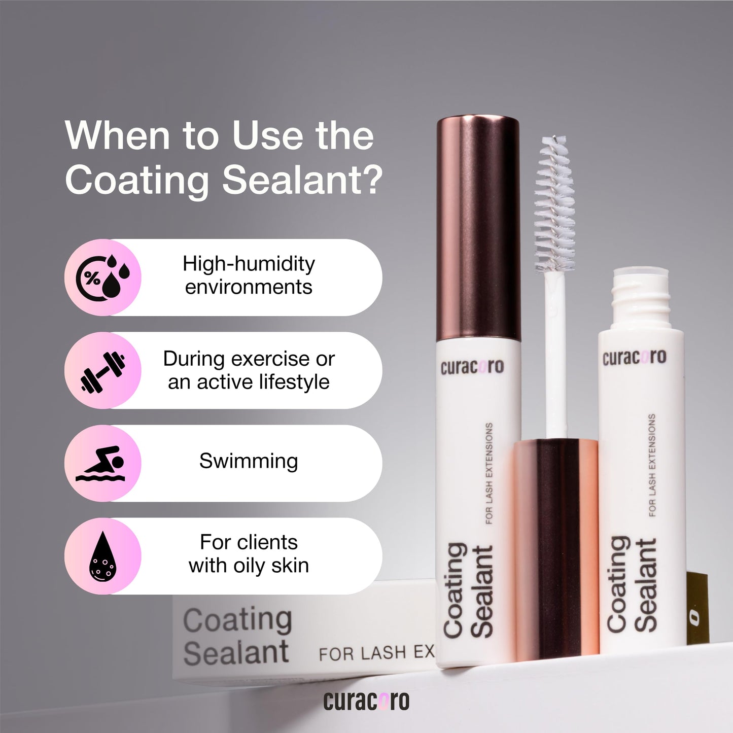 Curacoro 10ML Eyelash Coating Sealant - Professional Protective Topcoat for Long-Lasting Eyelash Extensions, Water-Resistance & Better Retention, Strong, Soft & Silky Lash Extensions