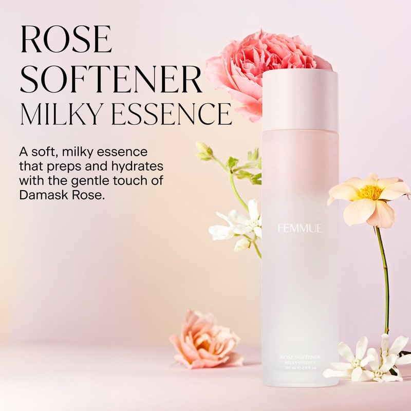 FEMMUE Rose Softener Milky Essence | Hydrating Face Toner | with Hyaluronic Acid & Rose Oil to Help Soften, Plump, and Nourish Skin | Korean Beauty Skincare