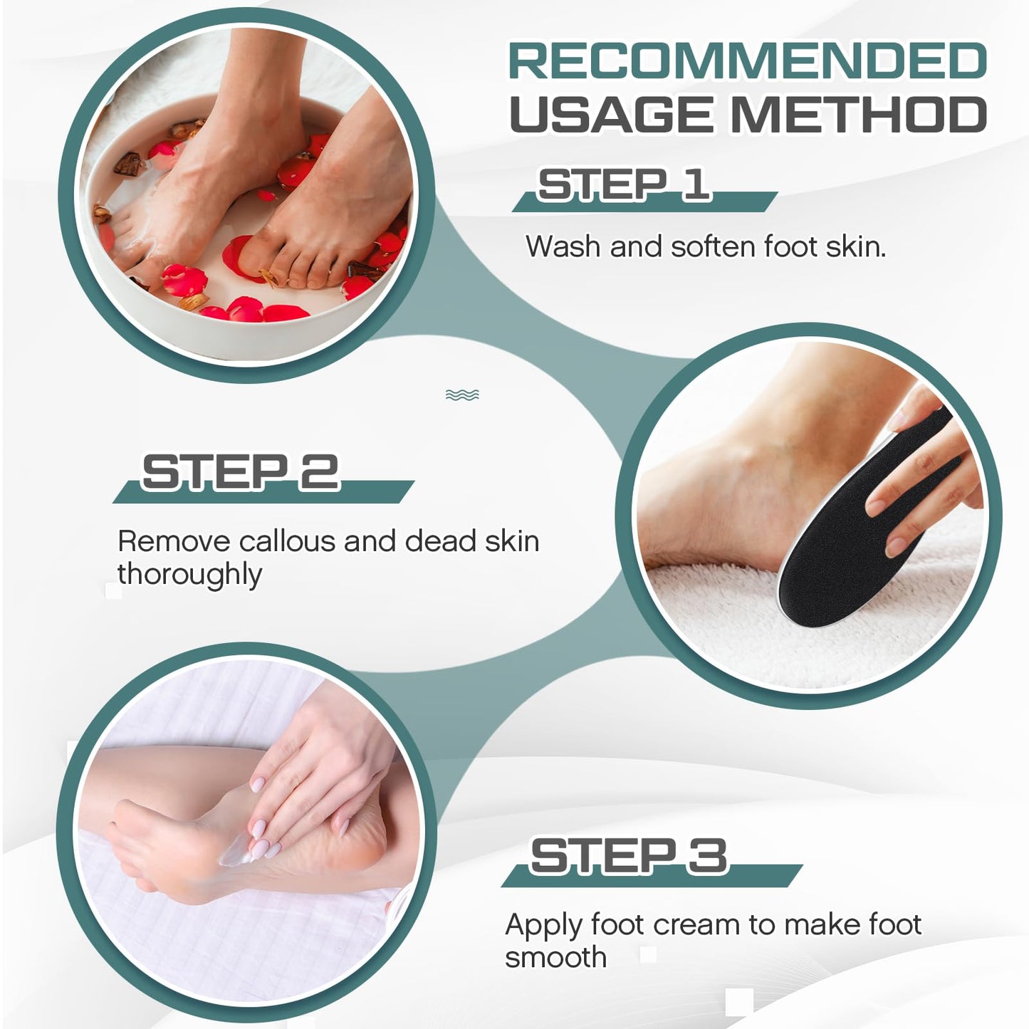 Lothee 30 Pack Foot File Foot Callus Remover Double Sided Professional Sandpaper Pedicure Tool Feet Scrubber Sander Feet Rasp for Dead Skin Cracked Heel Women Manicure Beauty Spa, 100/180 Grit, White