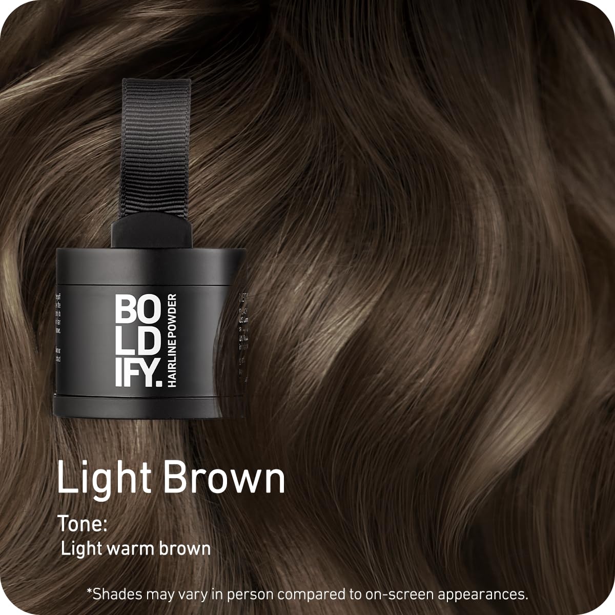 BOLDIFY Hairline Powder - Water-Resistant Root Touch Up Hair Color for Gray Coverage - 24-Hour Stain-Proof, Mess-Free Hair Powder for Thinning Hair - Light Brown