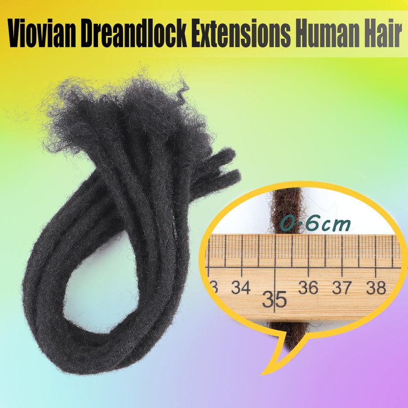 Coriario Natural Locs Extensions Human Hair 8 Inch 30 Strands 0.6cm Dreadlock Human Hair Dread Locks Extensions for Men/Women/Kids