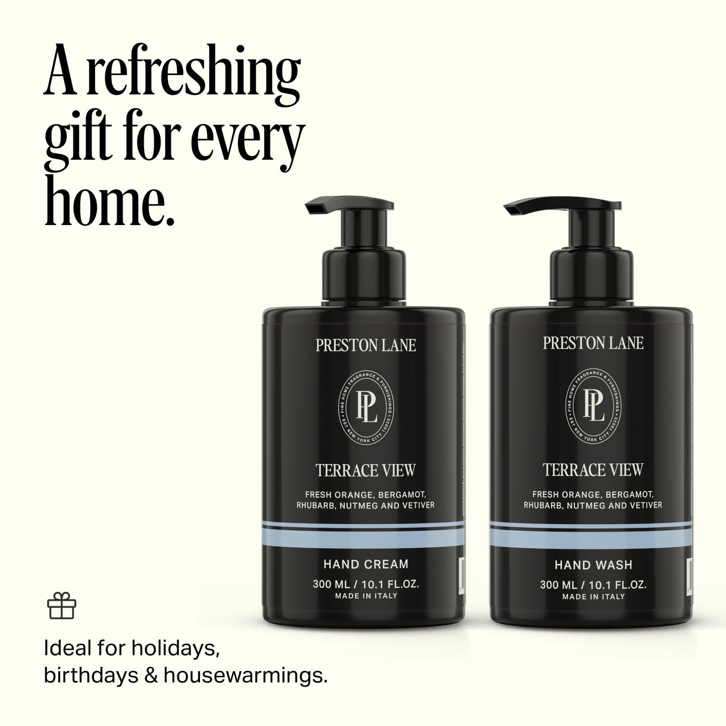 Preston Lane Hand Soap & Lotion Set, Terrace View Scent – Hydrating Hand Wash and Moisturizing Hand Cream Duo | Clean Ingredients, Vegan & Cruelty Free Bathroom and Kitchen Essentials Gift Set