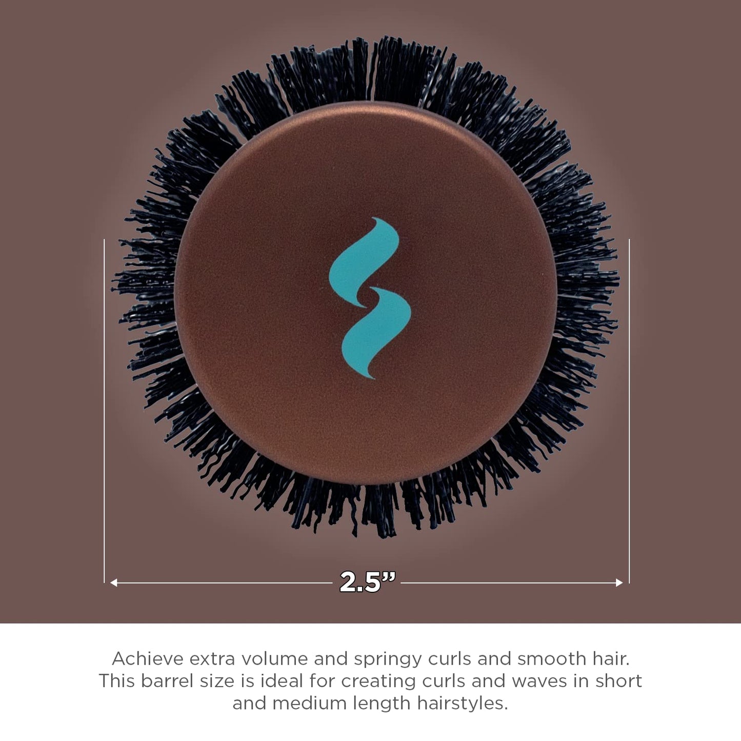 Spornette Ion Fusion Ceramic Round Brush for Blow Drying - Round Hair Brush for Blow Outs, Volume & Curling - Ion Bristles Help to Smooth Hair and Eliminate Frizz & Static (2.5 Inch)