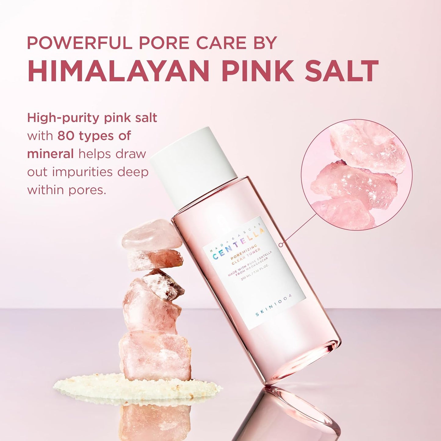 SKIN1004 Poremizing Clear Toner - Korean Facial Toner with Pink Salt & Centella | 7.10 fl. oz (210ml) for Pore Care & Hydration