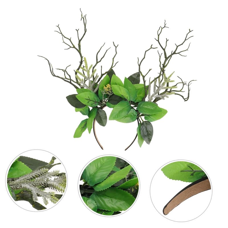 Floral Branch Leaves Headband - Women's Goth Hair Accessory | Festival Deer Antlers Decor