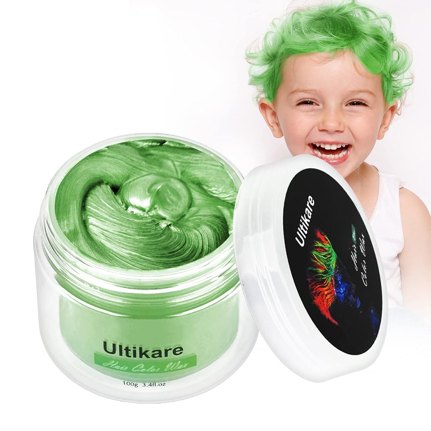 Temporary Hair Color for Kids, Ultikare Orange Hair Dye Washable Natural Hair Wax Color Chalk Mud Cream DIY Hairstyle Clay For Dark Hair Halloween, Cosplay, Party, Christmas Gift Girls 3.4 Fl Oz