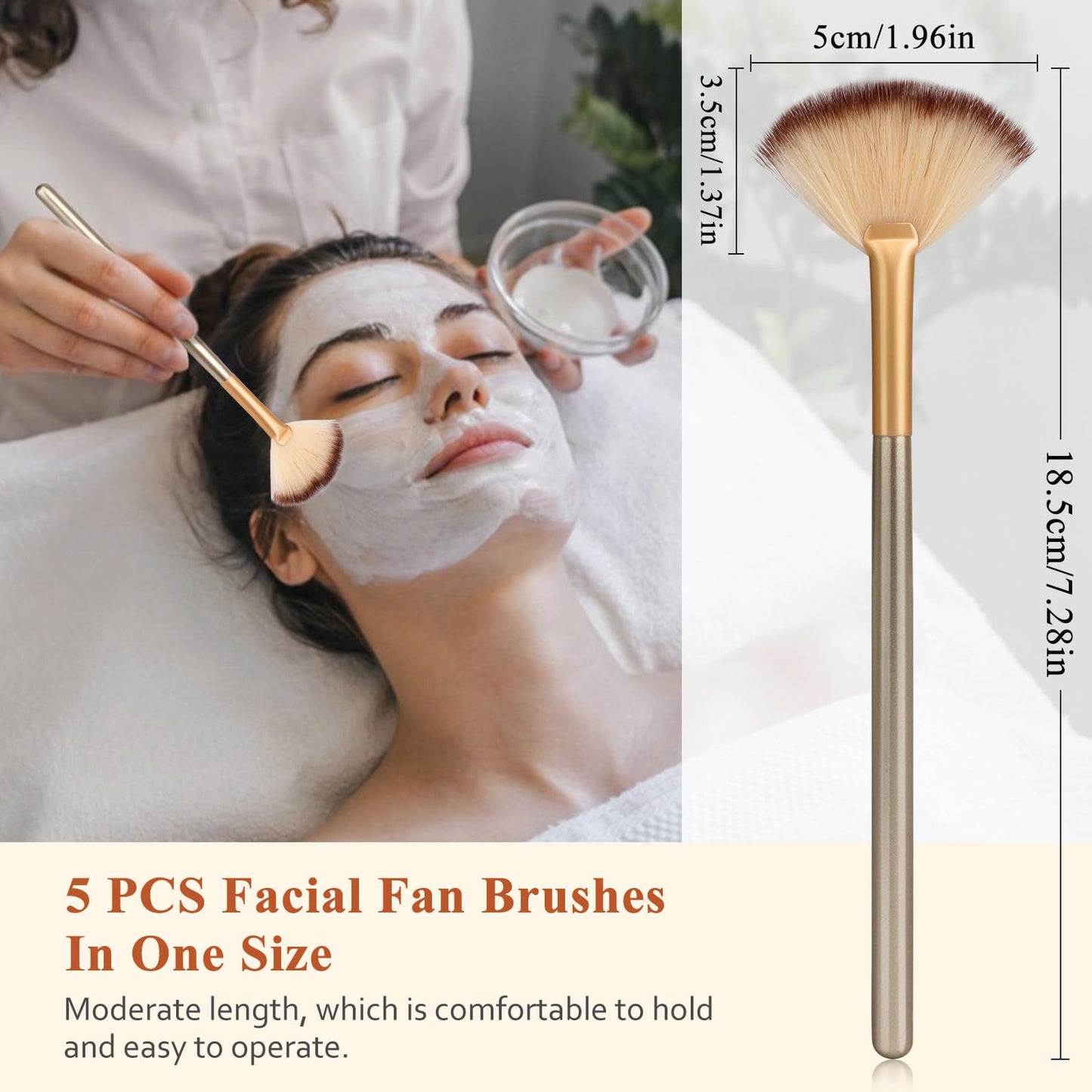 LazyGa 2Pcs Jade Eye Mask & 5 Pieces Facial Fan Mask Brush, Jade Facial Cooling Mask and Brushes Tools Kit for Mud Cream Home Spa/Travel - Relieve Puffiness, Anti-Aging Beauty Supplies