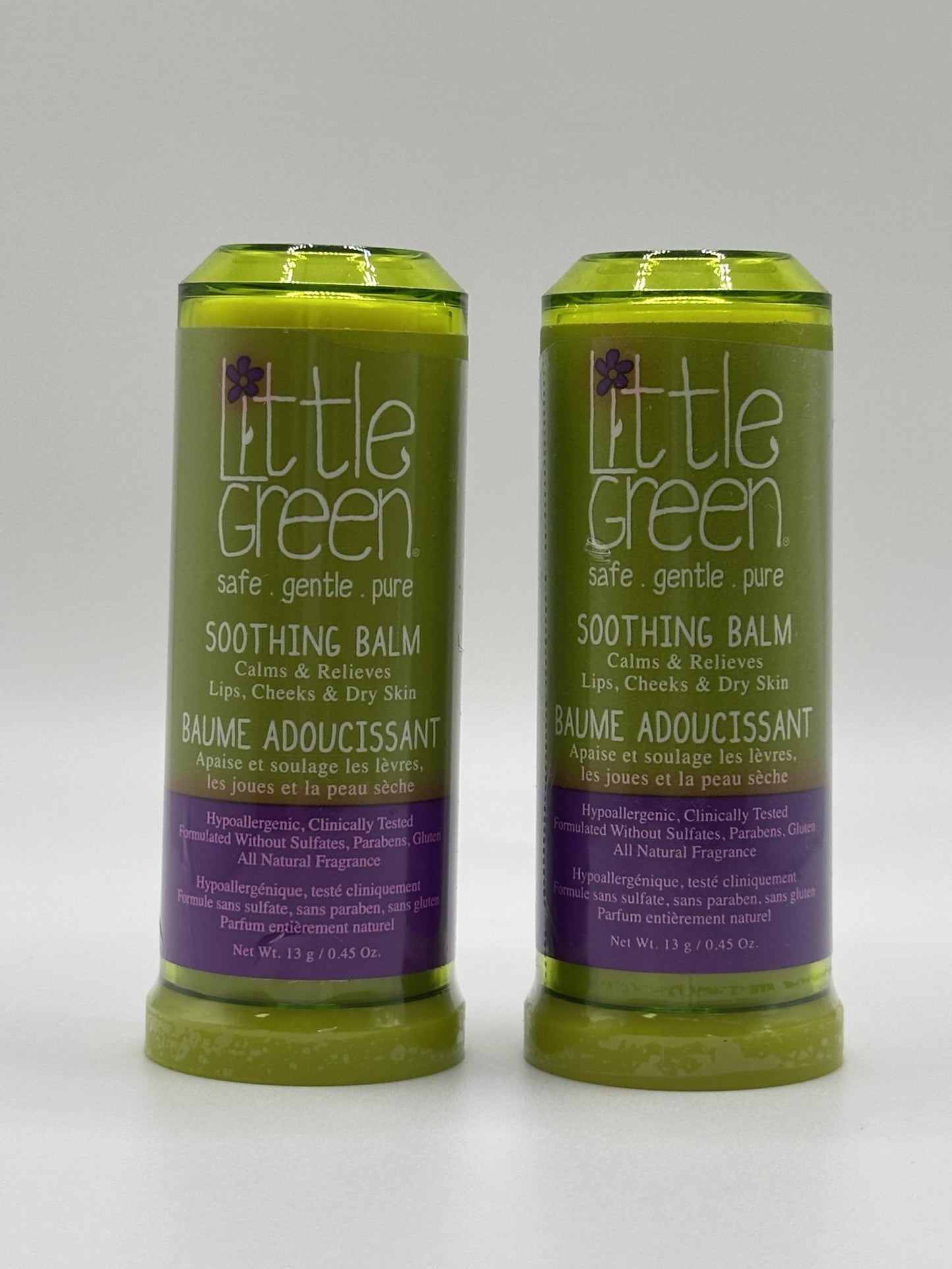 Little Green Kids Soothing Balm, Kids Skincare, Moisturizing Baby Lip Balm for Chapped Lips, Cheeks & Dry Skin, Pack of 2 Sticks, 0.45oz