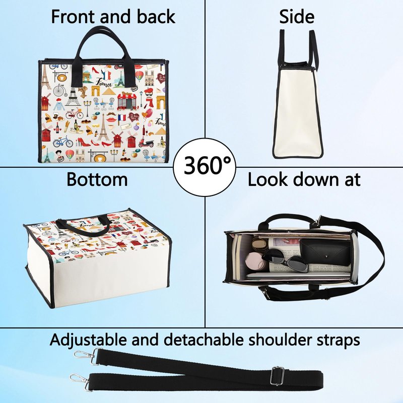 LEVLO France Travel Culture French Theme Pouch Bag Paris Landmarks Souvenir Gift (France LT)