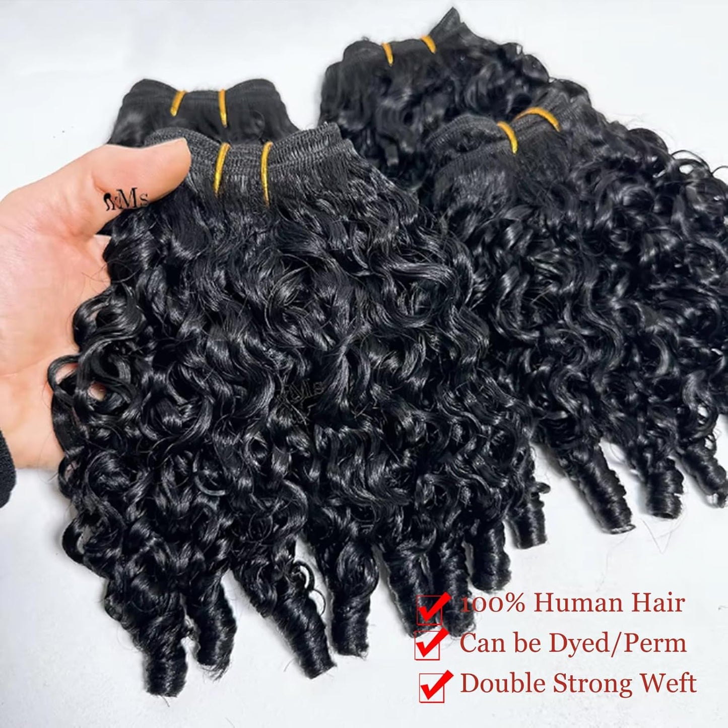 Burmese Curly Human Hair Bundles - 12 Inch Unprocessed Raw Hair Extensions | Natural Color Spiral Curly Weft