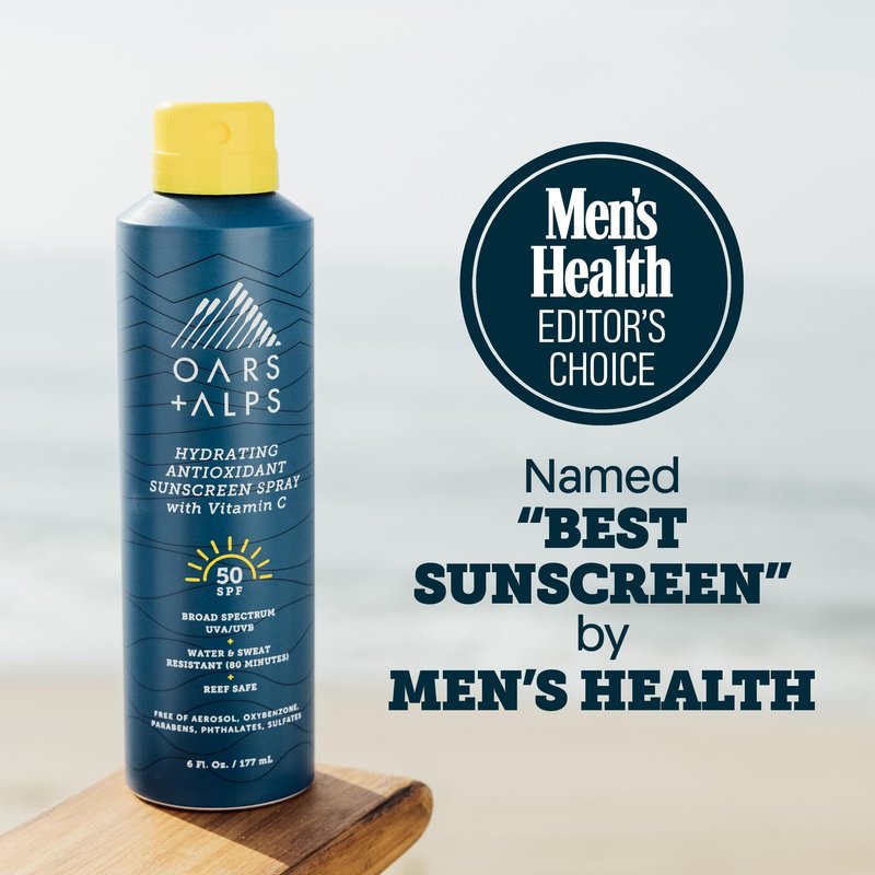 Oars + Alps SPF 50 Face & Body Broad Spectrum Sunscreen Spray | Fast-Absorbing, Lightweight, Non-Greasy, Hawaii Reef Act 104 Compliant, Water-Resistant, Octinoxate + Oxybenzone Free, 6 Oz, 2 Pack