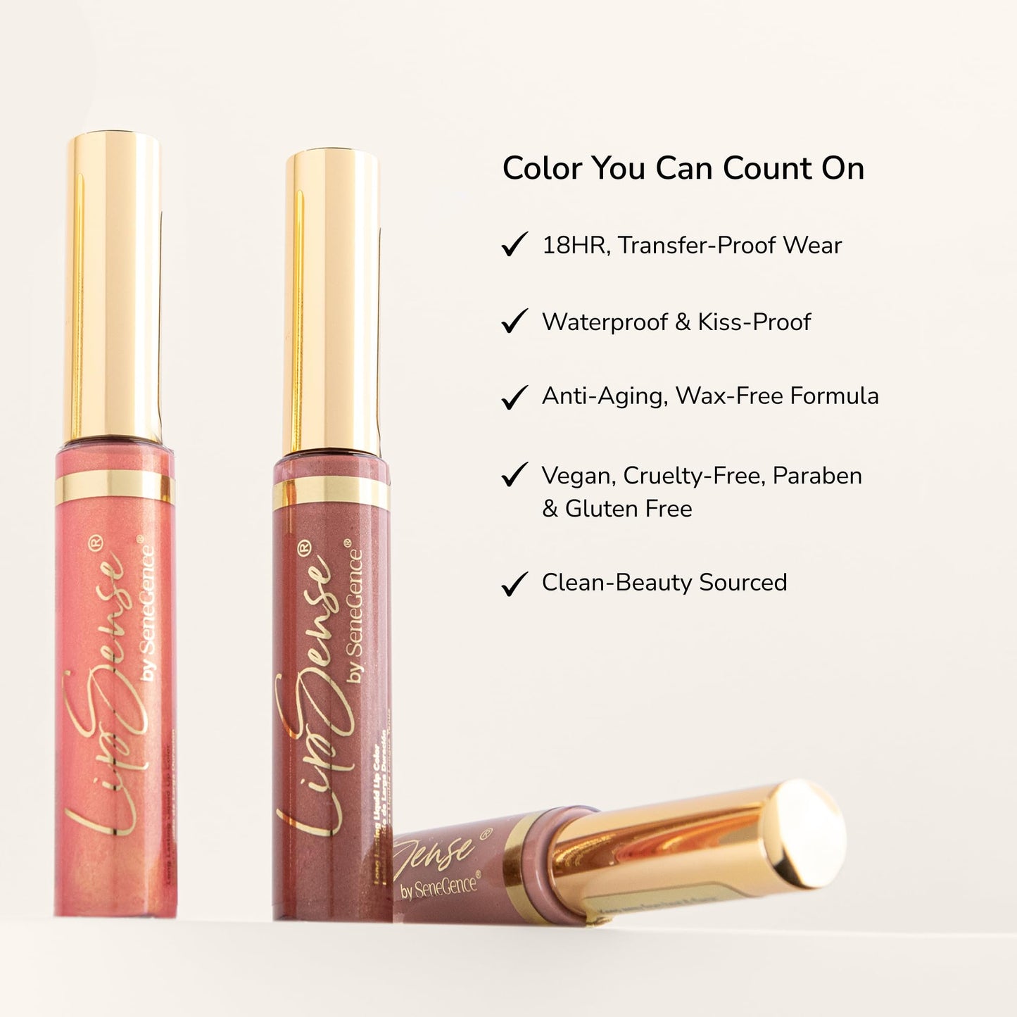 SeneGence LipSense Long-Lasting Liquid Lipstick – 18-Hour Wear, Waterproof, Transfer-Proof, Paraben-Free, Vegan, Cruelty-Free Lip Color in Multiple Shades
