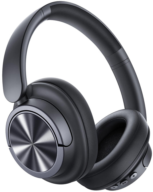 bmani Hybrid Active Noise Cancelling Headphones 120H Playtime Wireless Headphones Bluetooth 6.0 Over Ear Headphones with 6 ENC HD Call Mic, 360° Spatial Audio ANC Headphone for Travel Workout (Cyan)