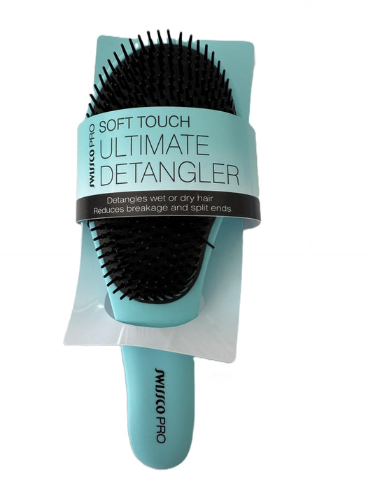 SWISSCO PRO Soft Touch Ultimate Detangler Hair Brush, Wet and Dry Hair Brush, All Hair Types, Reduces Breakage and Split Ends (Aqua Blue)