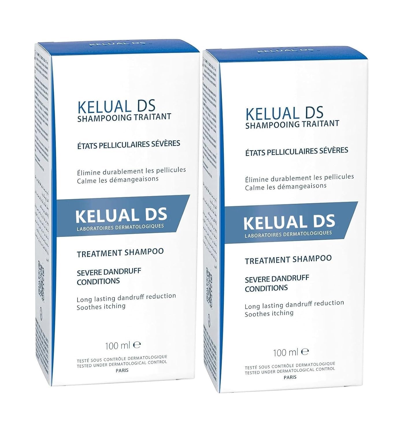 KELUAL DS Anti-Dandruff Shampoo, Treatment Shampoo for Severe Dandruff, Long-Lasting Relief, 3.3 Fl Oz (2 Pack)