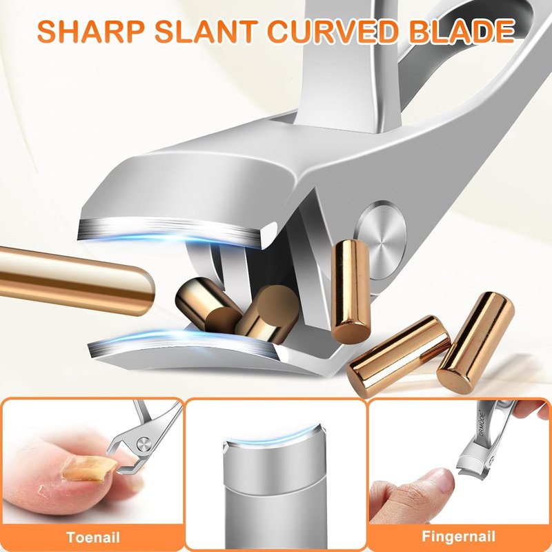 Toenail Clippers for Seniors - Ultra Sharp Large Nail Clippers Set | Slanted Angled Head, Heavy Duty Design