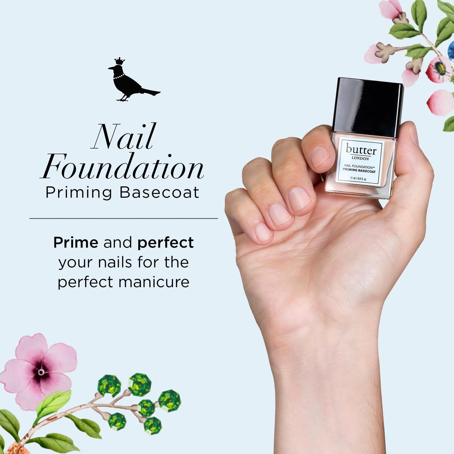 Butter LONDON Nail Foundation Priming Base Coat - Sheer Coverage with Nude, Matte Finish - Nail Strengthener Supports Healthy Nail Growth & Prevents Nail Stains - Cruelty-Free & Gluten Free Nail Care