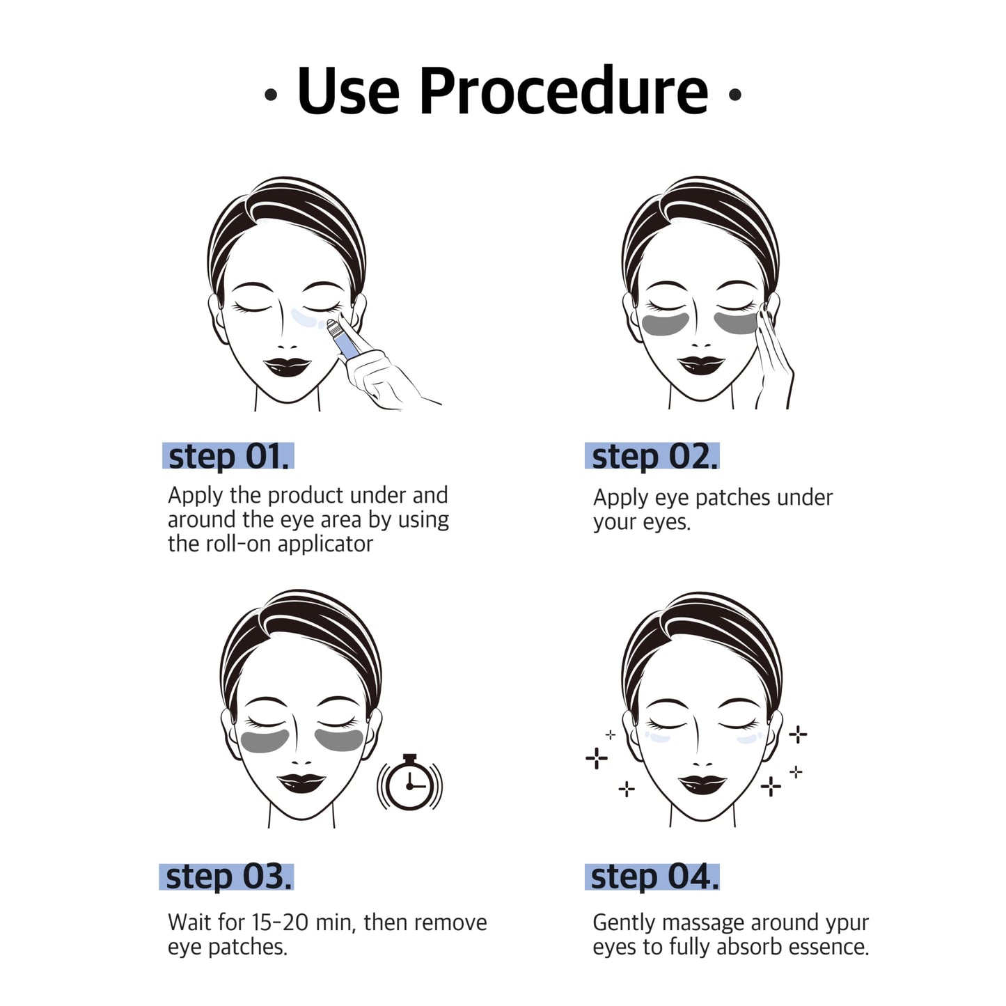 MORENUF Hydrogel Collagen Real Cool 6 Pairs of Eye Patches & Hydrating Roll-On Serum Set for Dark Circles and Puffiness - Hyaluronic Acid and Caffeine Eye Serum Korean