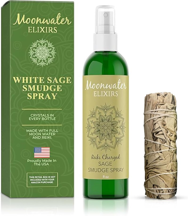 White Sage Smudge Stick & Spray for Energy Cleansing | Negative Energy Removal, Aura Healing, 8oz