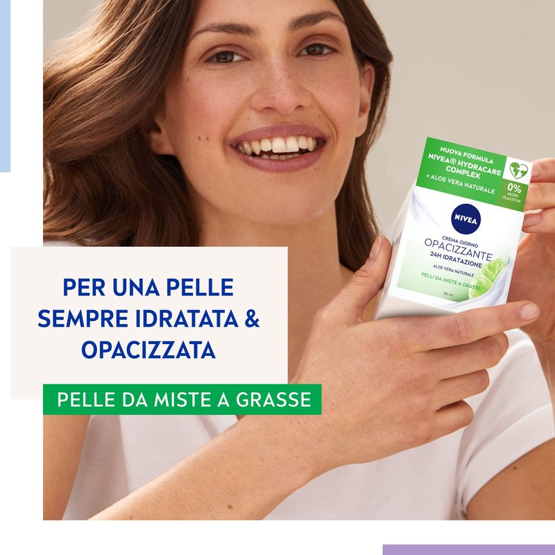 NIVEA 24H Mattifying Day Cream for Combination & Oily Skin – Lightweight Aloe Vera & Mineral-Enriched Formula, Non-Greasy Finish, 50 ml Pot – Shine-Control Hydration for Daily Use