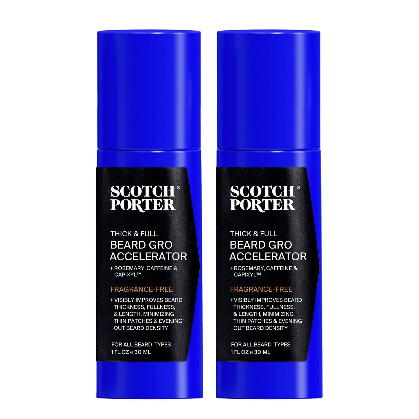 Scotch Porter Thick & Full Beard Gro Accelerator with Capixyl, Caffeine & Rosemary – Stimulates & Strengthens Follicles for a Thicker, Fuller Beard – 2-Pack, 2 * 1oz