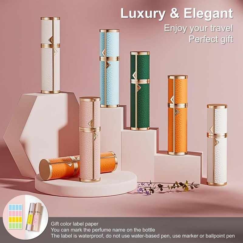 Full-Grain Leather Perfume Atomizer Set | 5ml Leak-Proof Portable Spray Bottles | Premium Makeup Perfume Storage Essential, Mini Travel Spray Bottle Refillable for Women Men, 3PCS