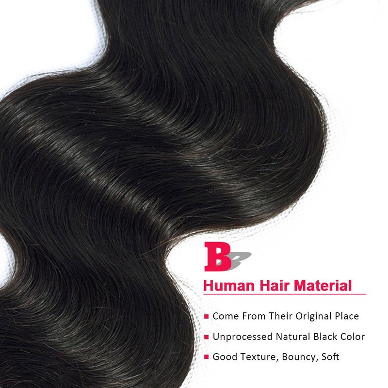 Brazilian Body Wave Virgin Hair Extensions - 7A Grade Unprocessed Natural Black | 12 Inch Bundle