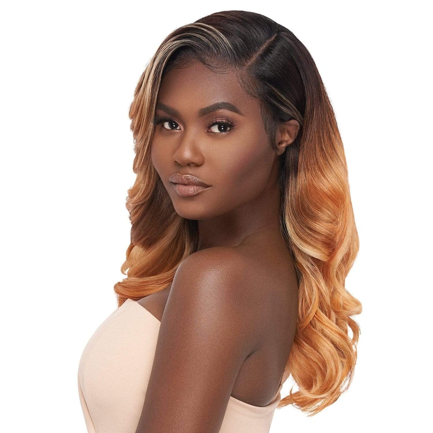 Outre Melted Hairline Lace Front Wig - Frontal Effect, No Plucking Required, HD Transparent Lace | Divine (1B)
