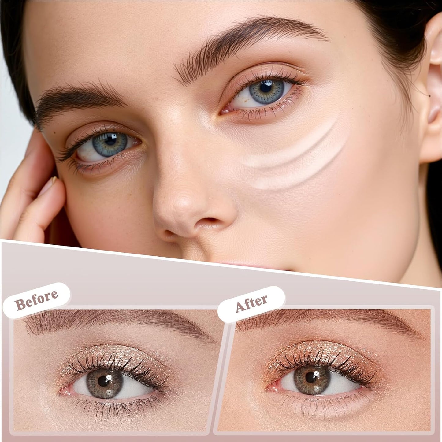 Under Eye Highlighter Stick - 2PCS Waterproof & Smudge-Proof Brightener Pencil | Beige