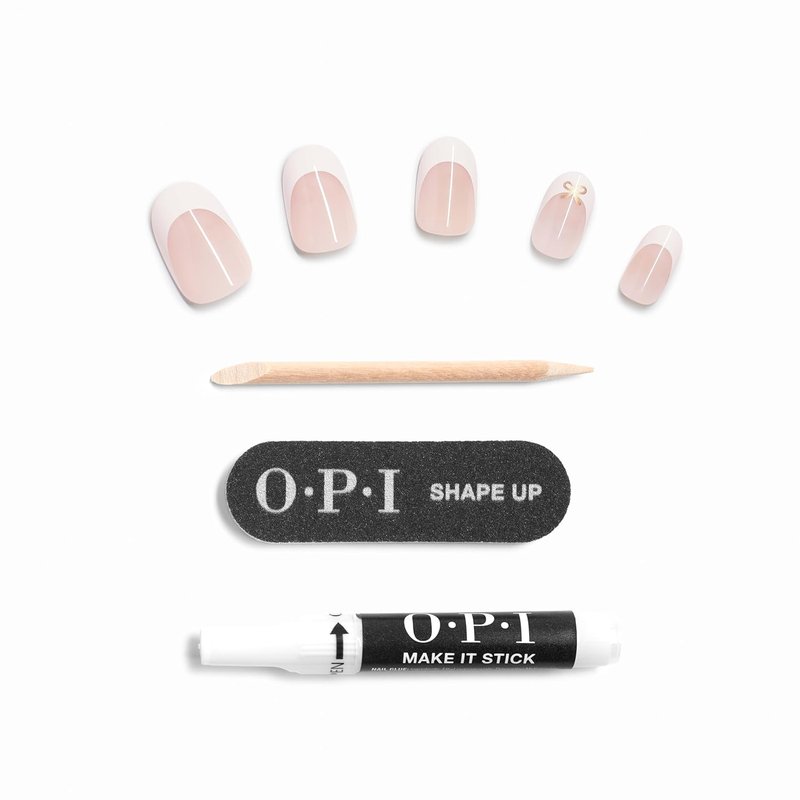 OPI On Point Press On Nails - Short Round & Squoval Nail Art | 24 Count With Glue | Long Lasting, Reusable