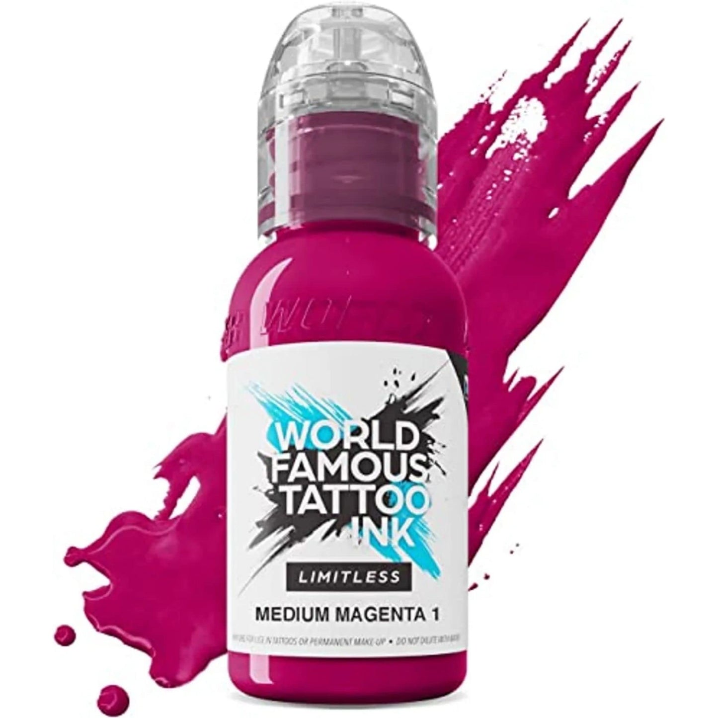 World Famous Tattoo Ink Limitless - Medium Magenta 1 - Professional Tattoo Ink & Tattoo Supplies - Skin-Safe Permanent Tattooing in Bold Shades - Vegan & Non-Toxic (1 oz)