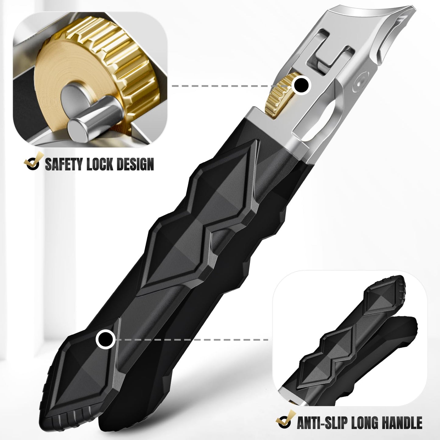 Toenail Clippers for Thick Toenails, Nail Clippers for Men with Wide Jaw Opening, Heavy Duty Ingrown Toe Nail Clippers with Long Handle for Seniors, Large Nail Cutter Set Gifts for Men Women