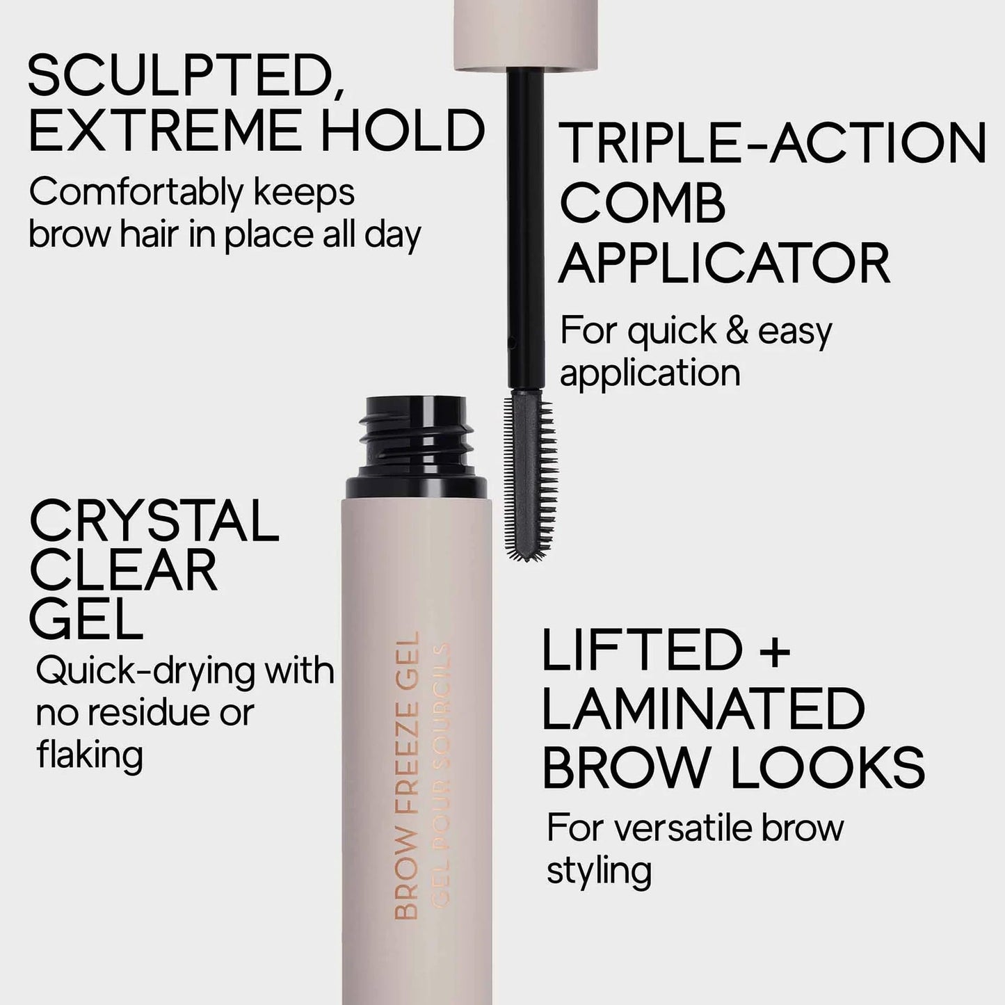 Anastasia Beverly Hills Brow Freeze Gel - Clear Extreme-Hold Wax-Gel Hybrid Brow Styler with Triple-Action Comb for Shaping, Sculpting & Laminated Brow
