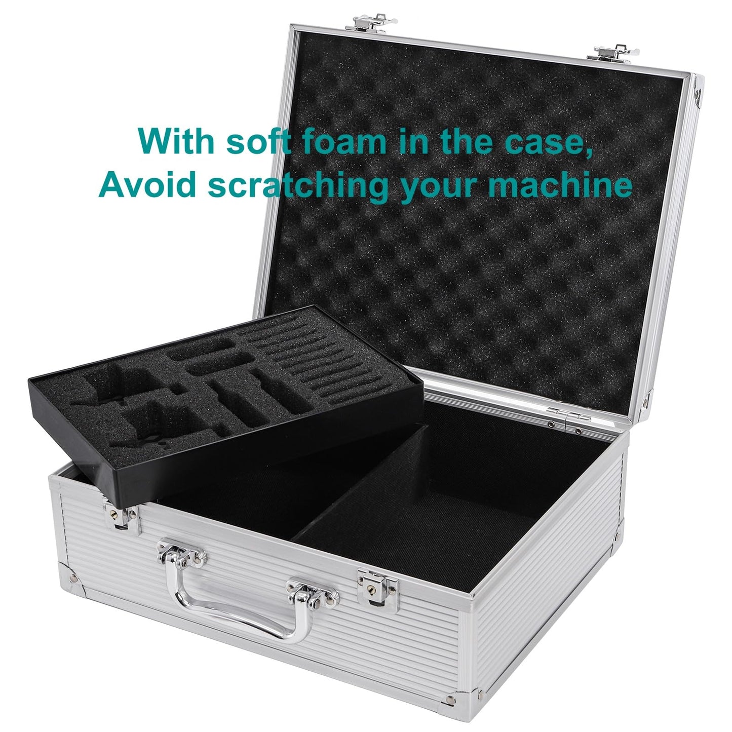 DEAYOU Tattoo Kit Box, Tattoo Machine Case with Lock Key and Sponge, Aluminum Alloy Tattoo Storage Organizer Carrying Case for Tattoo Equipment and Supplies, Makeup Tools, Travel, 12.2" x 9.4" x 5.1"