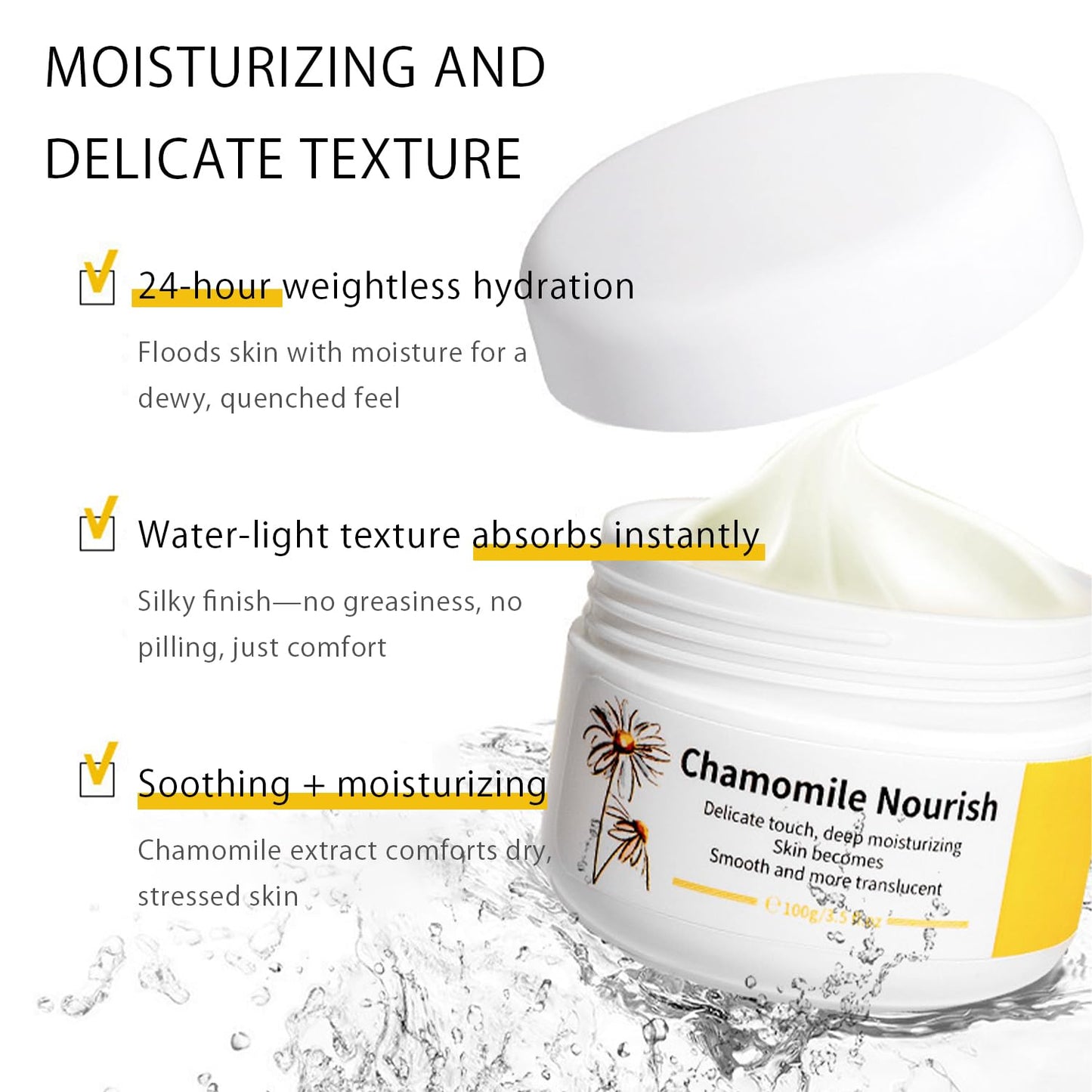 Grospe Chamomile Face Cream - Soothing Moisturizer for Dry & Sensitive Skin, Hydrating & Calming Day & Night Cream with Natural Chamomile Extract, Non-Greasy Formula(3.5oz)