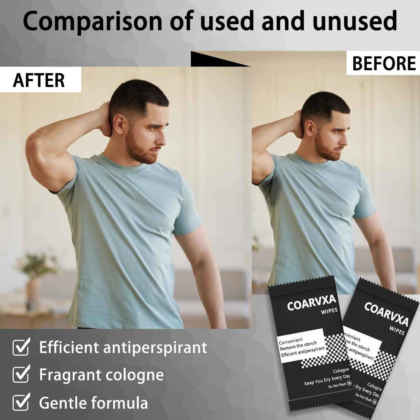 COARVXA Black Cologne Body Wipes 100 pieces of Fresh deodorant Wipes And Travel To Clean Skin And Travel Deodorant Individually Wrap Hypoallergenic Mini Deodorant For Female Male Teenagers