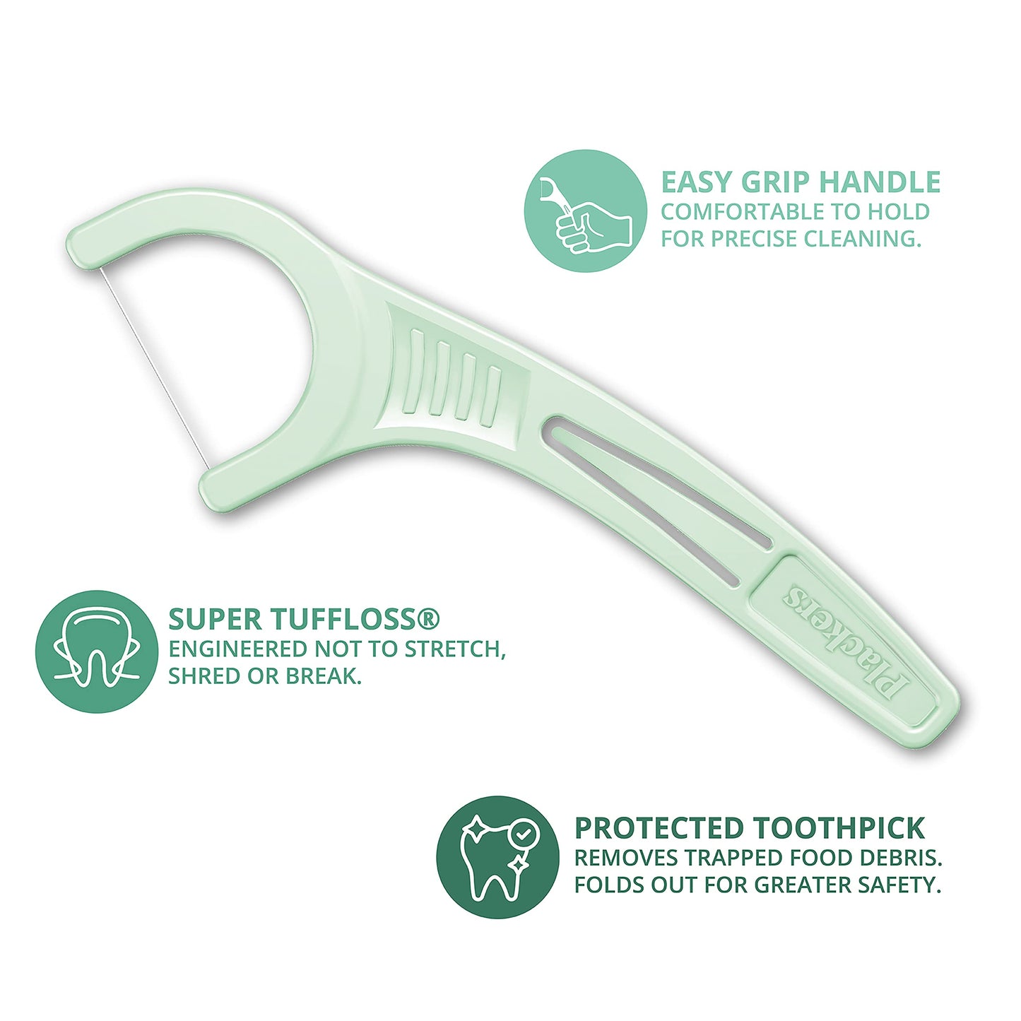 Plackers Micro Mint Dental Flossers, Fold-Out Toothpick, Super Tuffloss, Easy Storage with Sure-Zip Seal, Fresh Mint Flavor, 750 Count (Pack of 5)