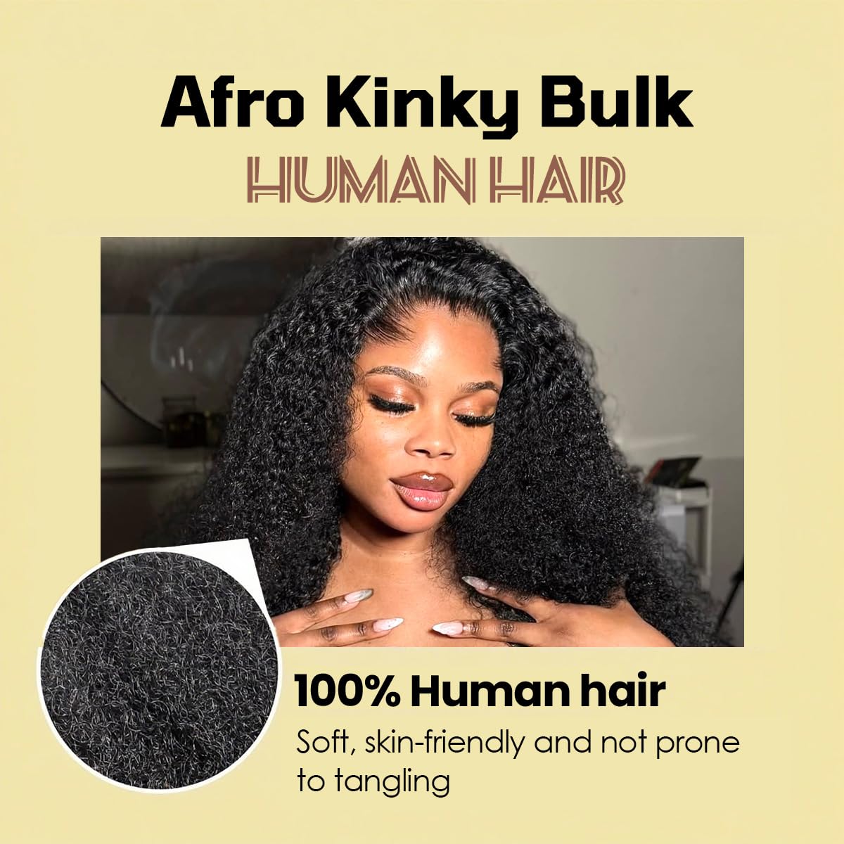Afro Kinkys Bulk Human Hair for kinky curly Twist Human Braiding Hair For Micro Locs Extensions marley natural Black Color 10 inches 70g/pack (Nature Black, 10 Inch)