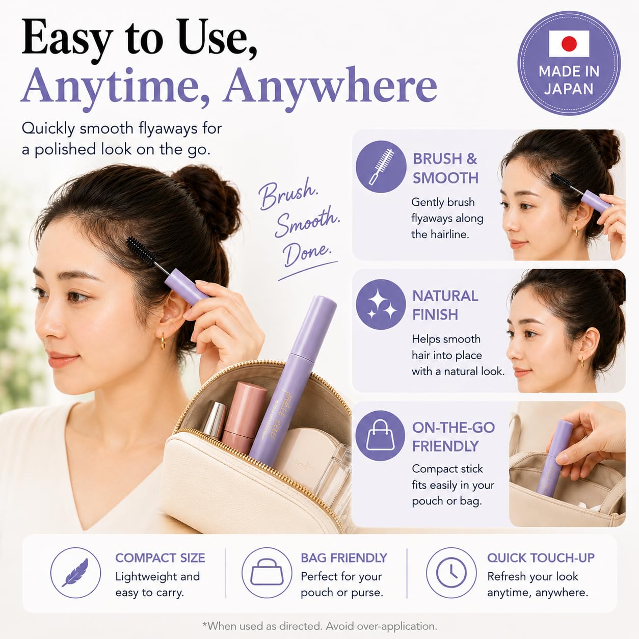 Plus eau Point Repair Super Hard Hair Finishing Stick - Extra Strong Baby Hair & Edge Control, Hair Mascara for Slick Back & Bangs, Made in Japan, Jasmine & Lily Scent