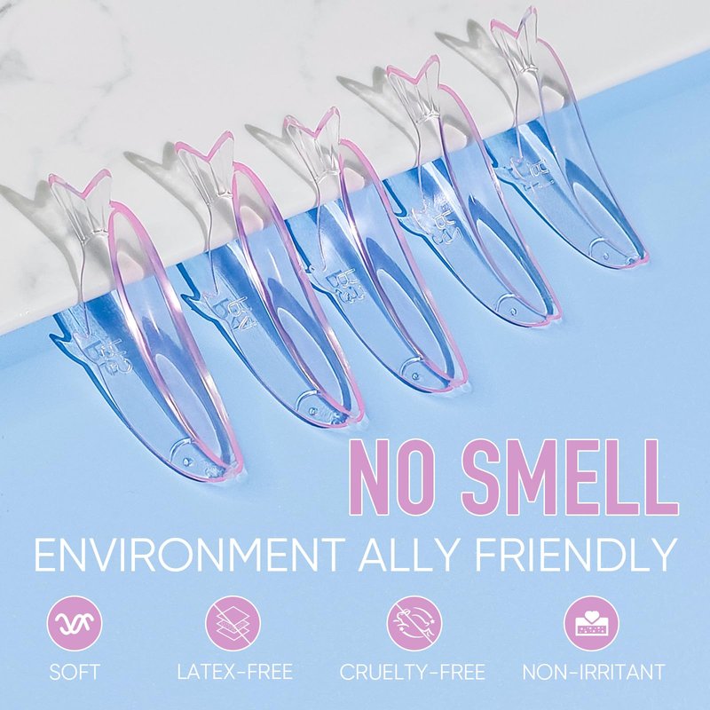 PERMANIA Lash Lift Pads, New Self-Adhesive Super Soft 10Pcs/5Sizes Fish-Shaped Lash Lift Rods Extreme Eyelash Curler Reusable (Pink)