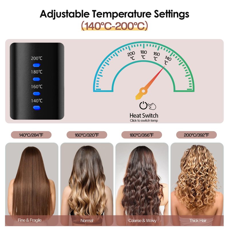 Mini Portable Cordless Hair Straightener, 1 inch Double Ceramic Flat Iron Hair Straightener and Curler 2 in 1, Wireless Curling Iron for Travel (Black)