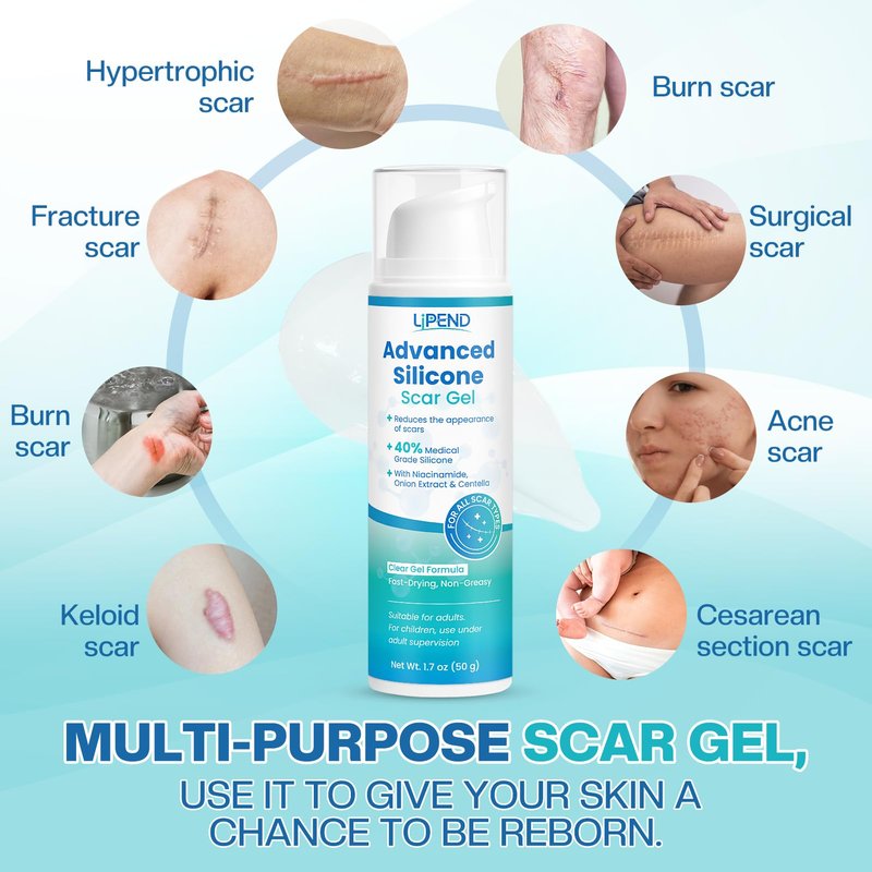 Advanced Silicone Scar Cream Gel Scar Removal for Old and New Treatment Remover Fading Surgical Face Burn C Section Heal Fast Acne Keloid for Men and Women Improve the Appearance 50g（1.76 Oz）/ 2 Pack