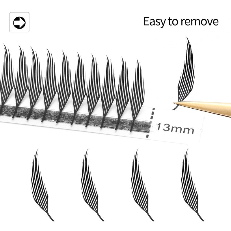 XIUSUZAKI Premade Anime Manga Lashes Extension, Comic Spire Volume Lashes 0.07 C/D Curl Wispy Matte Black Lash Extensions (MHTJ-0.07-C-MIX-8MM-15MM)
