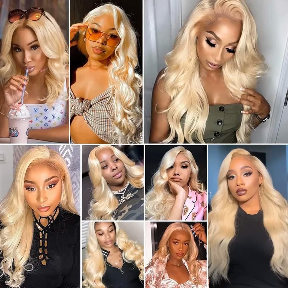 GLSMOSNW Blonde Bundles Human Hair 613 Body Wave Bundles Double Weft Unprocessed Brazilian Virgin Human Hair Extensions 613 Color 08 10 12 Inch