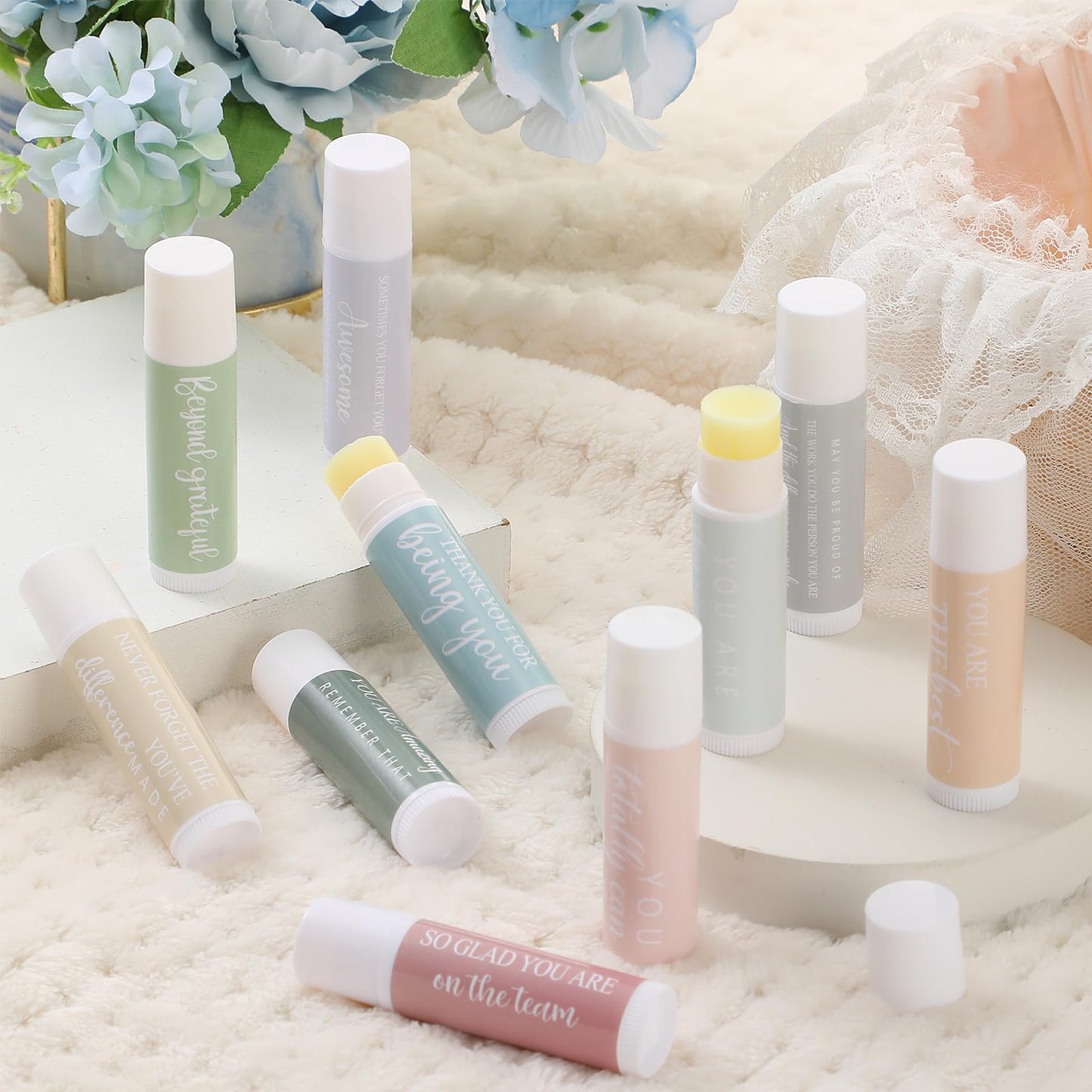 Swiffen 50 Sets Employee Appreciation Gifts Lip Balm Bulk Thank You Gifts for CNA Nurse Paraprofessional Women Team Coworkers Staff Volunteer Baby Shower Bridal Wedding Favors for Guests