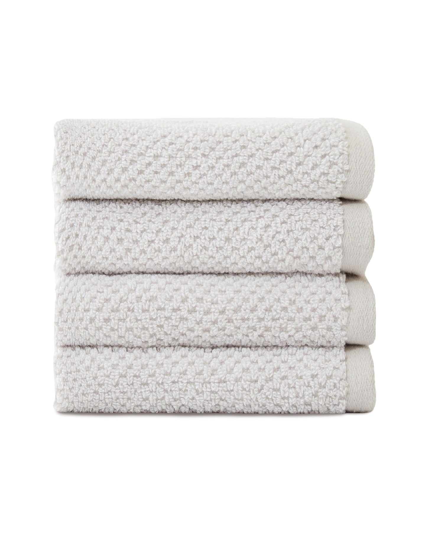 Cozy Earth Nantucket 60% Cotton 40% Viscose from Bamboo Washcloth - 600 GSM Plush & Fast-Drying with Rice Weave Pattern - 4 Pack 13" x 13" Luxury Washcloth - Light Grey